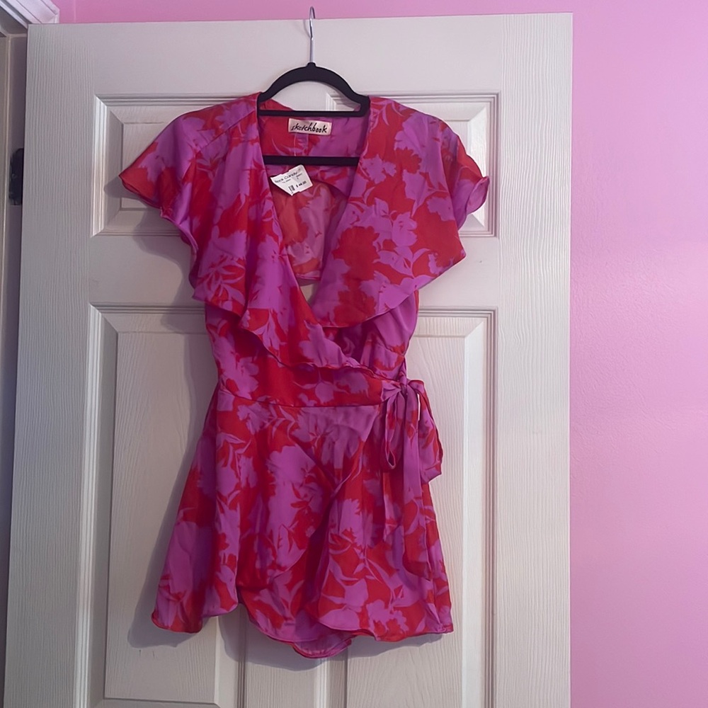 NWT, floral wrap romper, size small